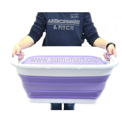 SAMMART Collapsible 3 Handled Plastic Laundry Basket - Oval Tub/Basket -  Foldable Storage Container/Organizer - Portable Washing Tub - Space Saving